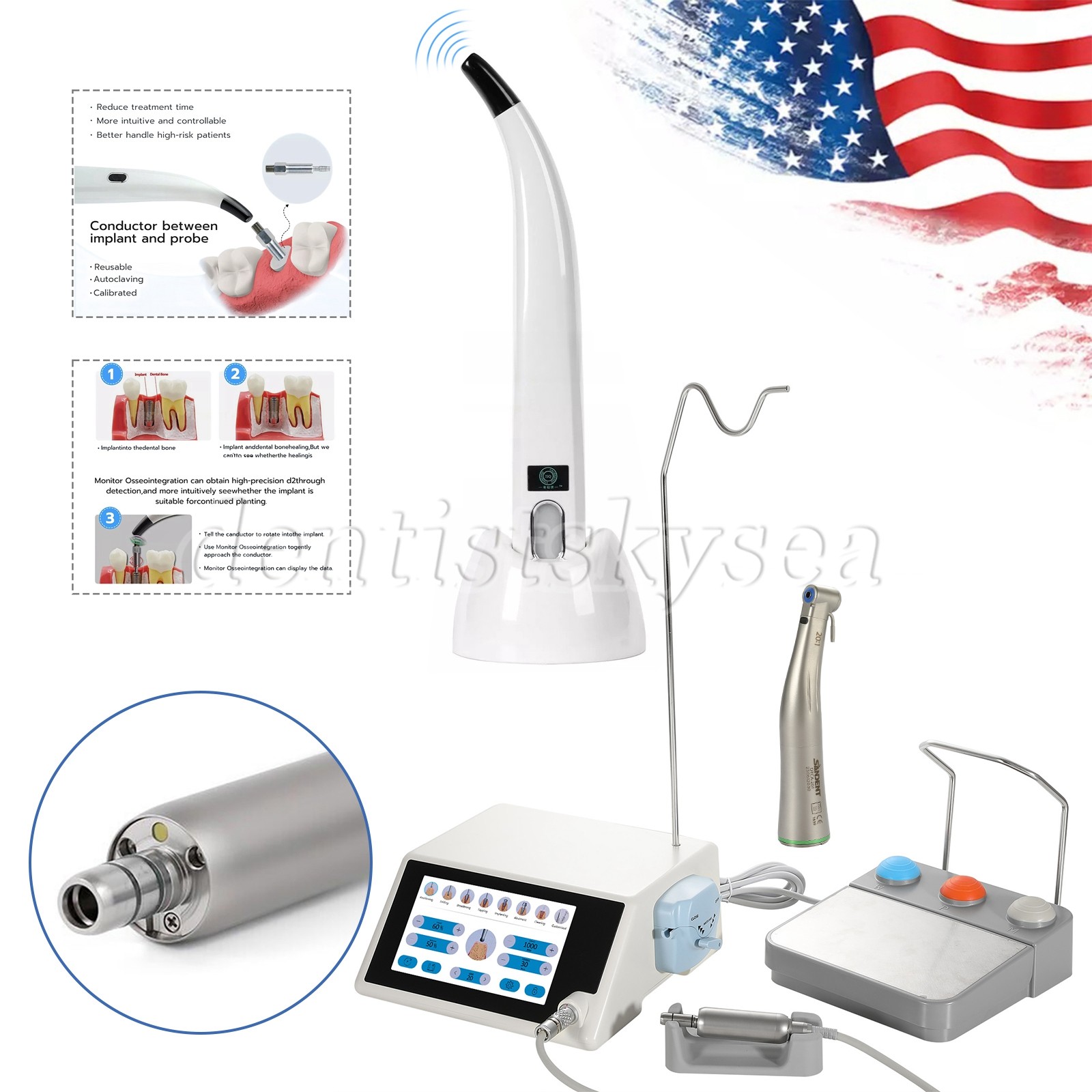 Dental Monitor Osseointegration Stability Test / LED Implant Motor AC100-240V