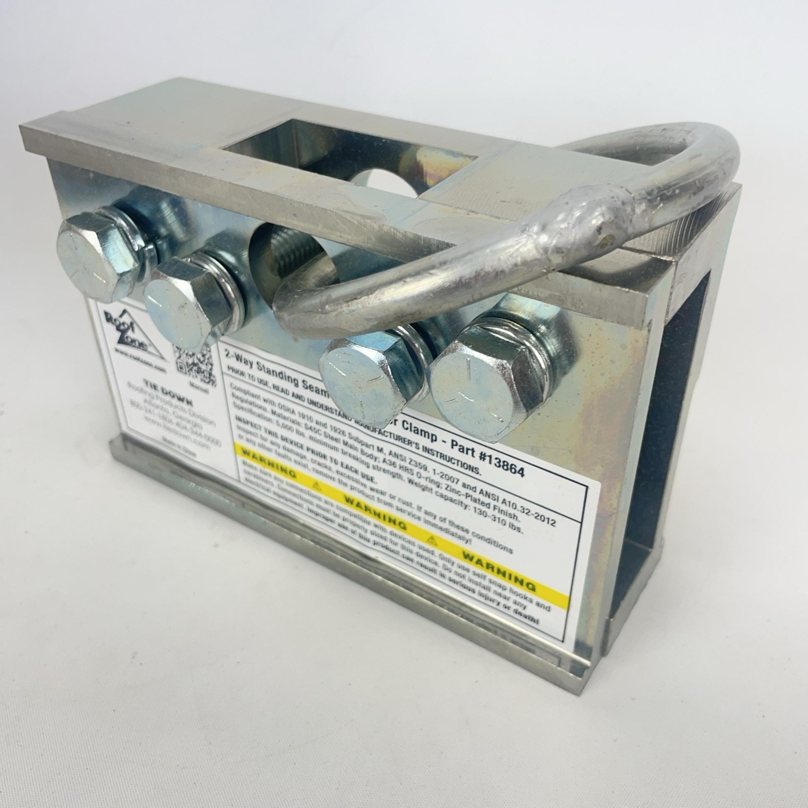 Roof Zone 13864 2-Way Standing Seam Roof Anchor Clamp Safety Fall Protection