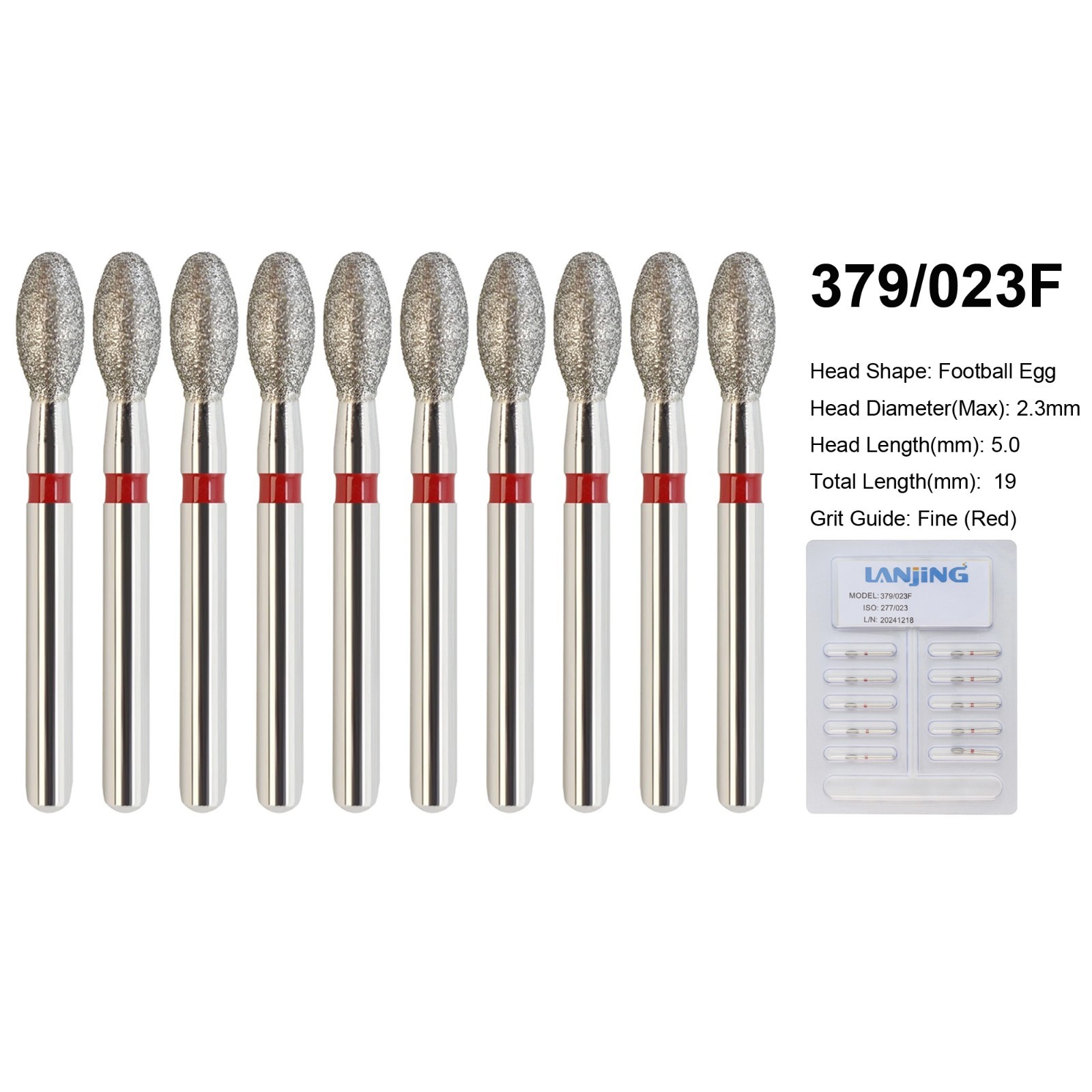 Dental Diamond Bur FG Round End Taper Football Flame Pear Coarse Fine High Speed