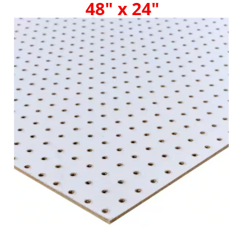 White Perforated Pegboard Panel Wall Organizer Display Board 48″ H x 24″ W Sheet