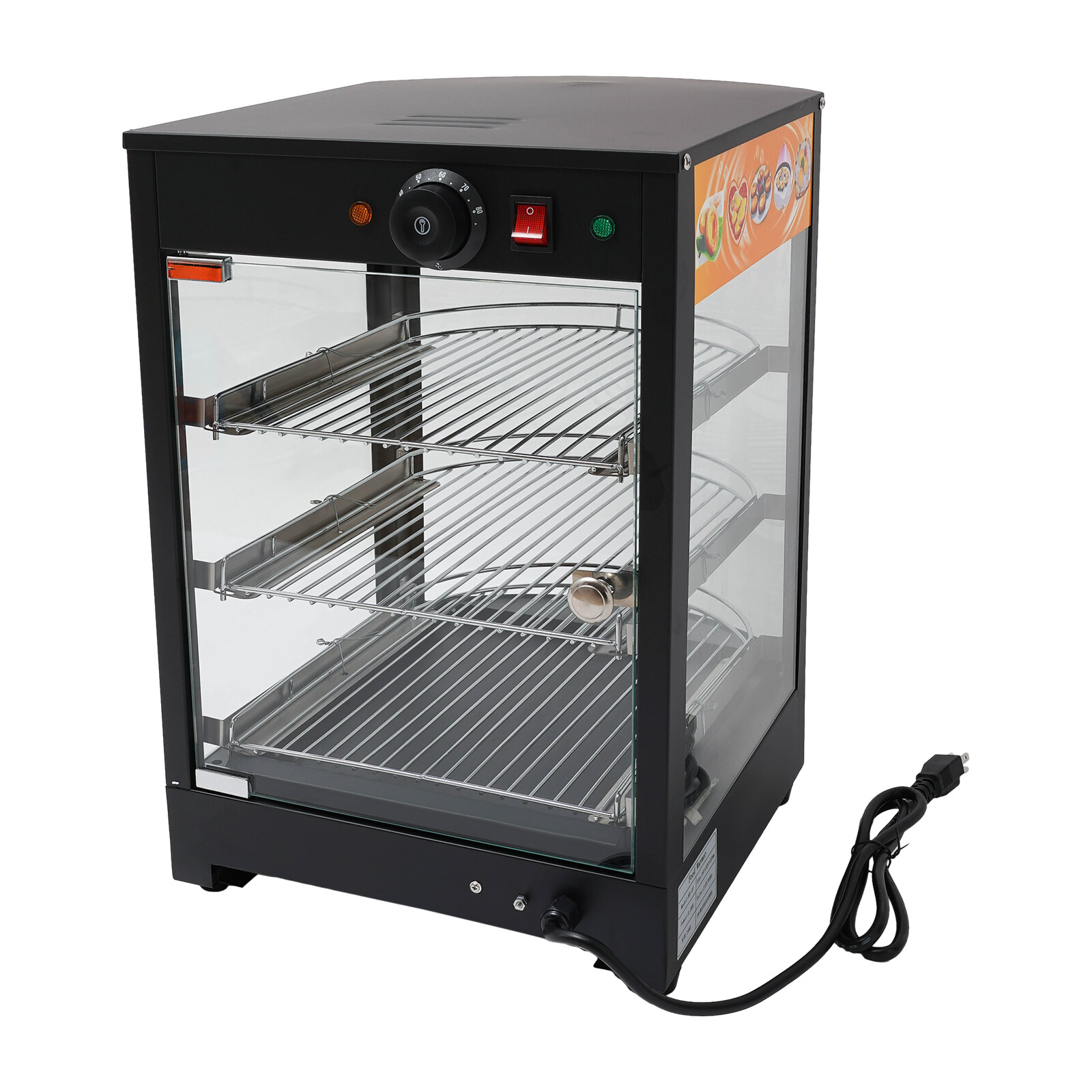 3-Tiers Tabletop Commercial Food Warmer Display Case Food Warming Cabinet 800W