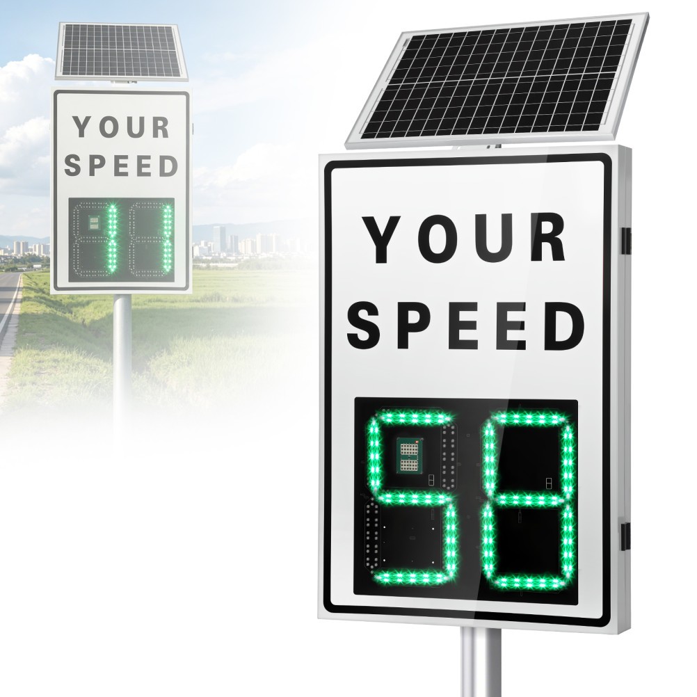 Solar Powered Radar Speed Sign 90*60cm Wireless Speed Display Waterproof IP65