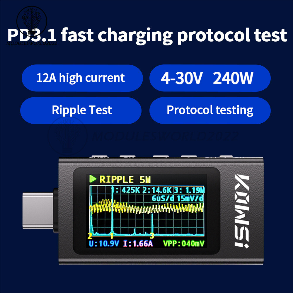 KWS-X1 Type-C Power Tester Voltage Current Meter USB-C Multimeter DC 4-30V 0-12A