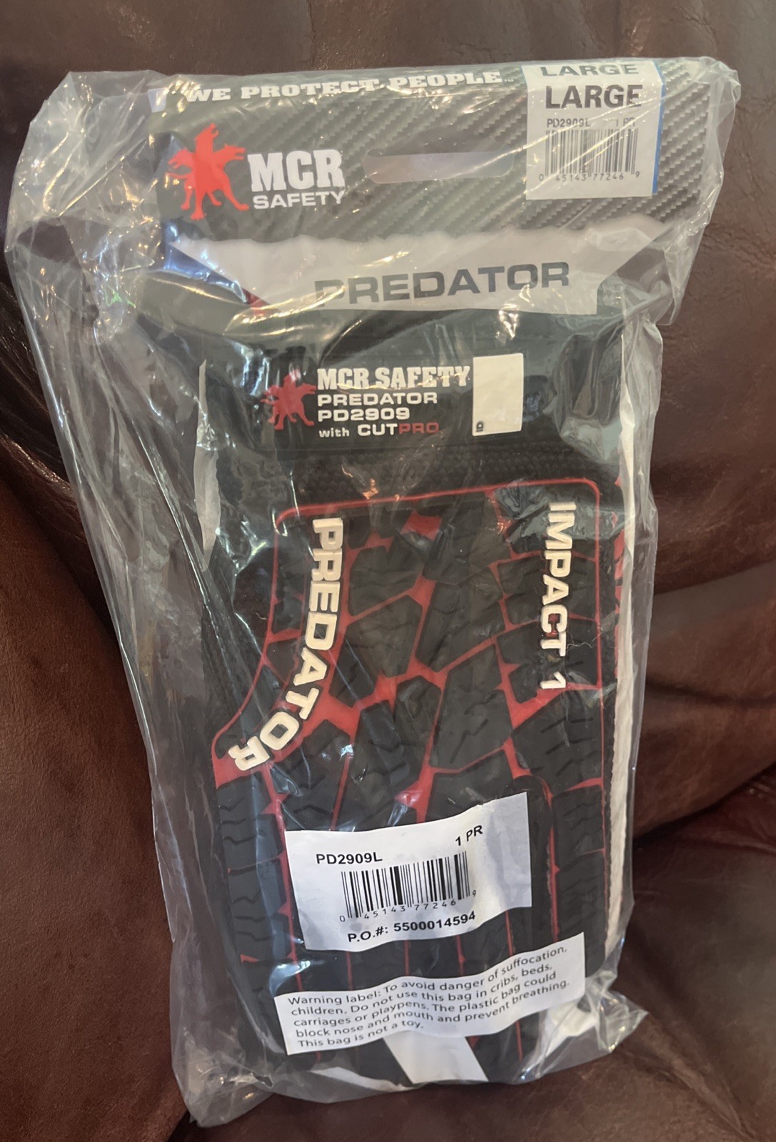 Mcr Safety Pd2909 L Predator ANSI A4, Synthetic Leather Palm New Sealed