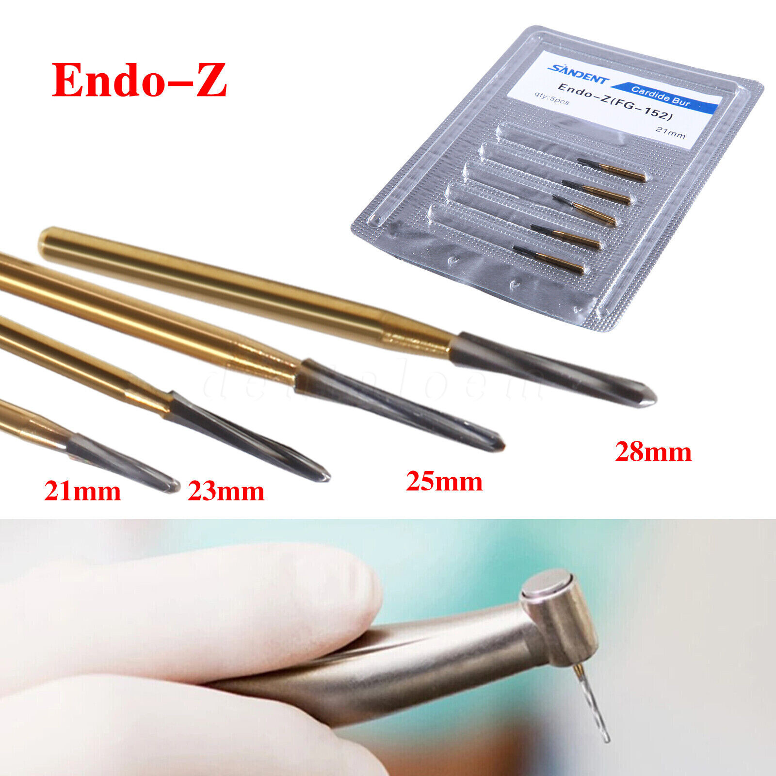 Dental Endo ENDO-Z Tungsten Carbide Burs FG Round Bur High Speed 21/25/28mm