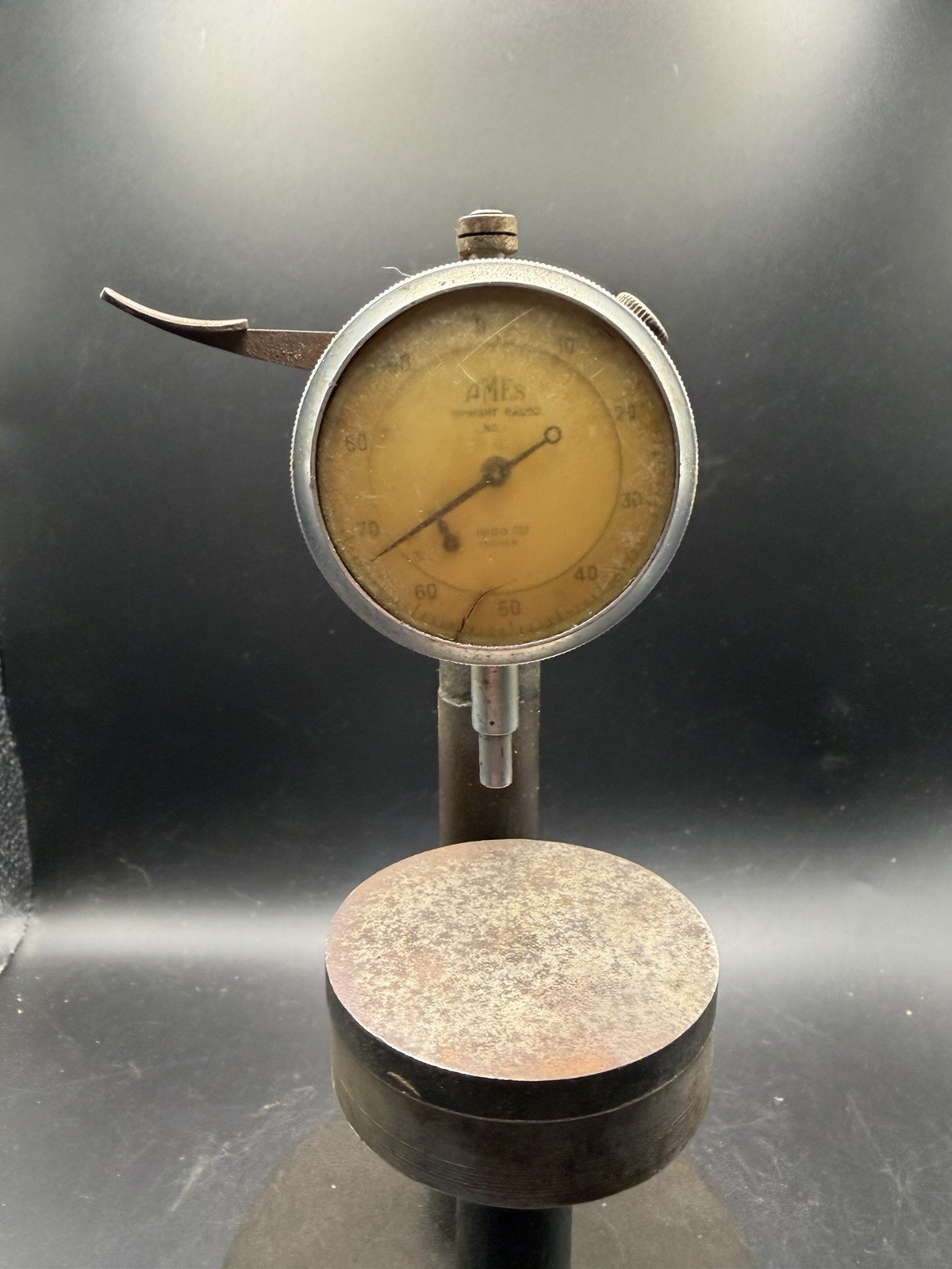 Vintage Antique B.C. Ames No. 1 Upright Gauge Dial Indicator Bench Stand 10″