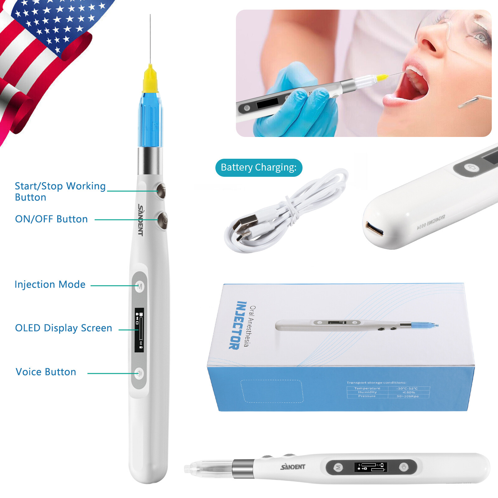 Woodpecker Style Dental Painless Oral Local Anesthesia Device anestesia Pen DE