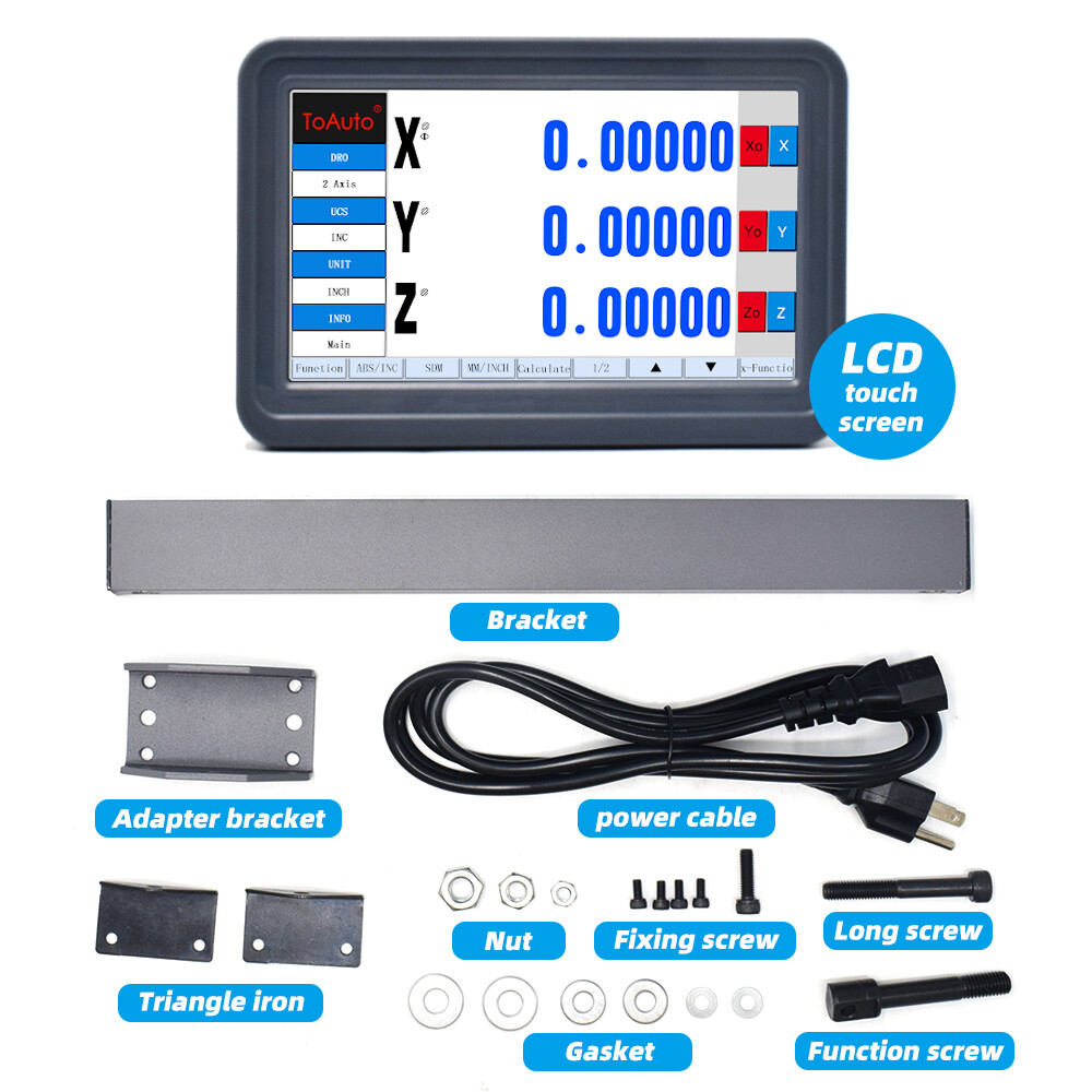 2/3Axis Digital Readout LCD DRO Display Encoders TTL Linear Glass Scale 4»-80»