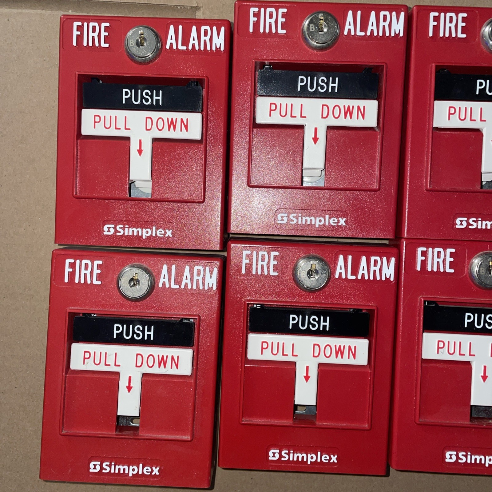 LOT OF 8 Simplex Fire Alarm Pull Station 4099-9003 With Only 1 Key. Used