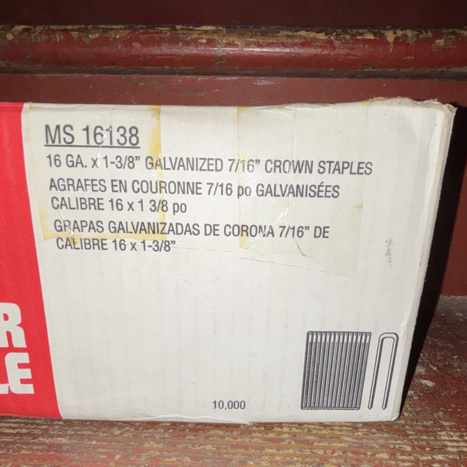 Porter-Cable 16 Ga 1-3/8in 7/16in Crown Galv Staples 10,000 MS16138