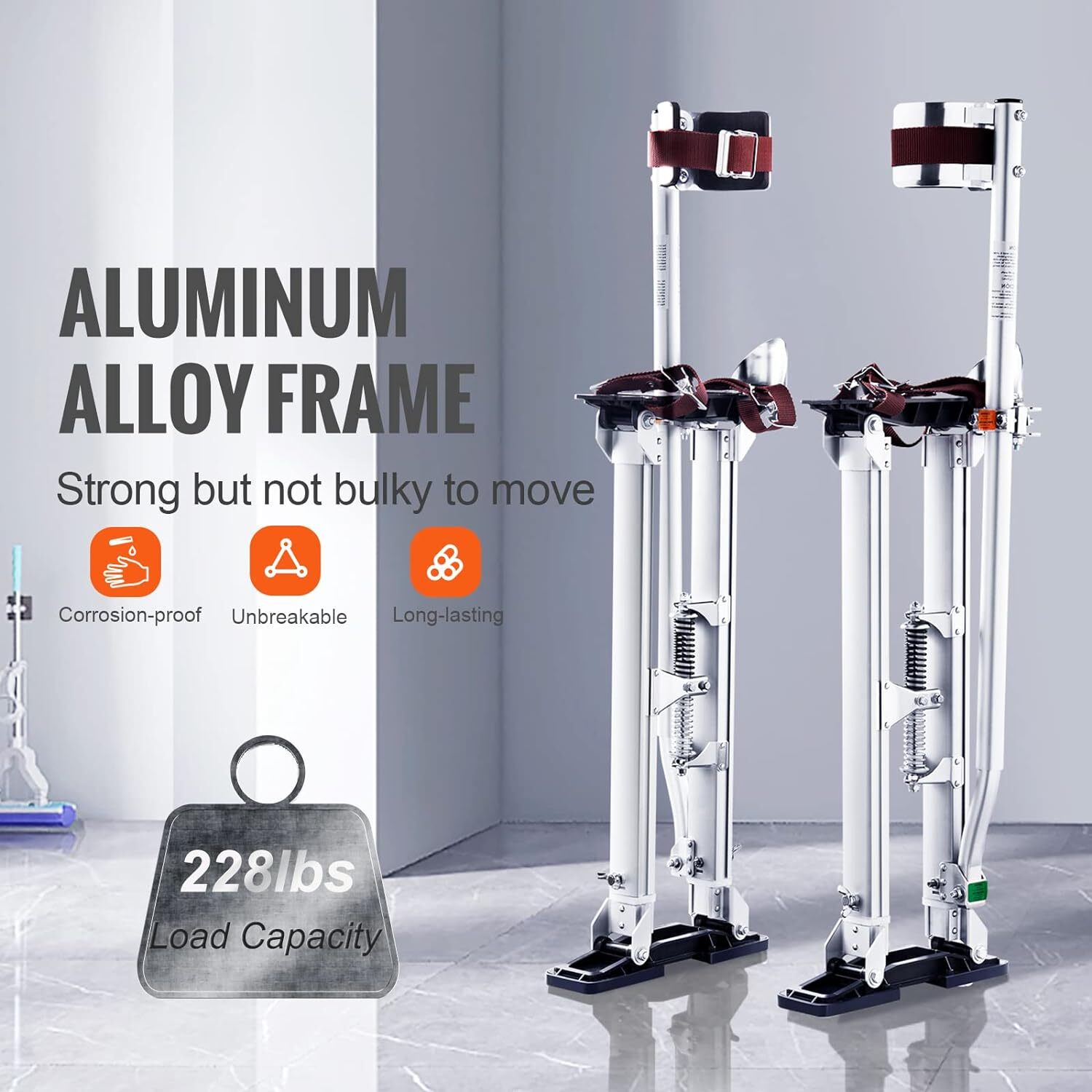 Zancos De Yeso Aluminio 24-40 Pulgadas Drywall Stilts Ajustable Dura Para Pintar