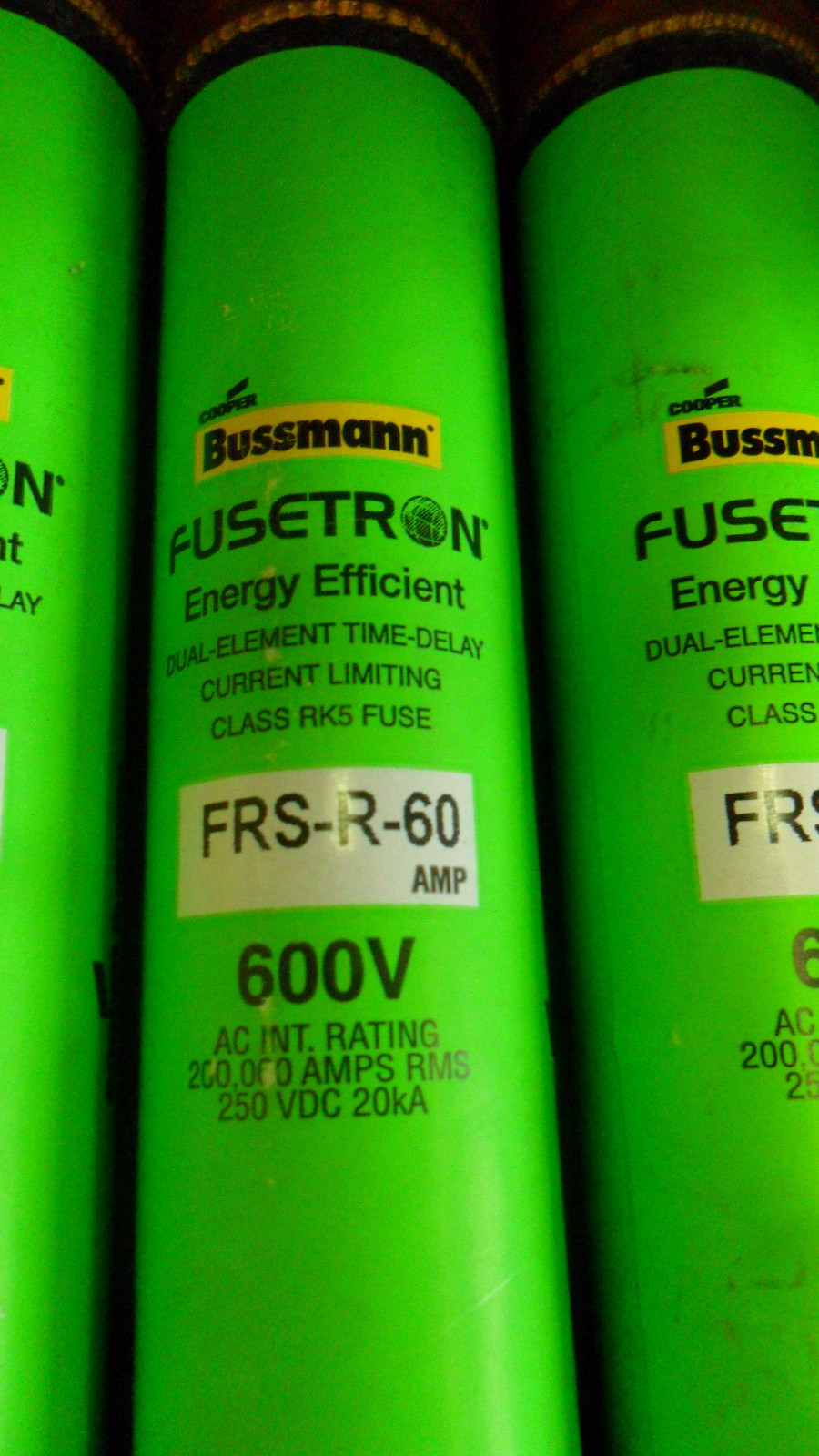 New Lot Bussmann FRS-R-60 Amp Fuses Class RK5 600 Volts Energy Efficient NIB