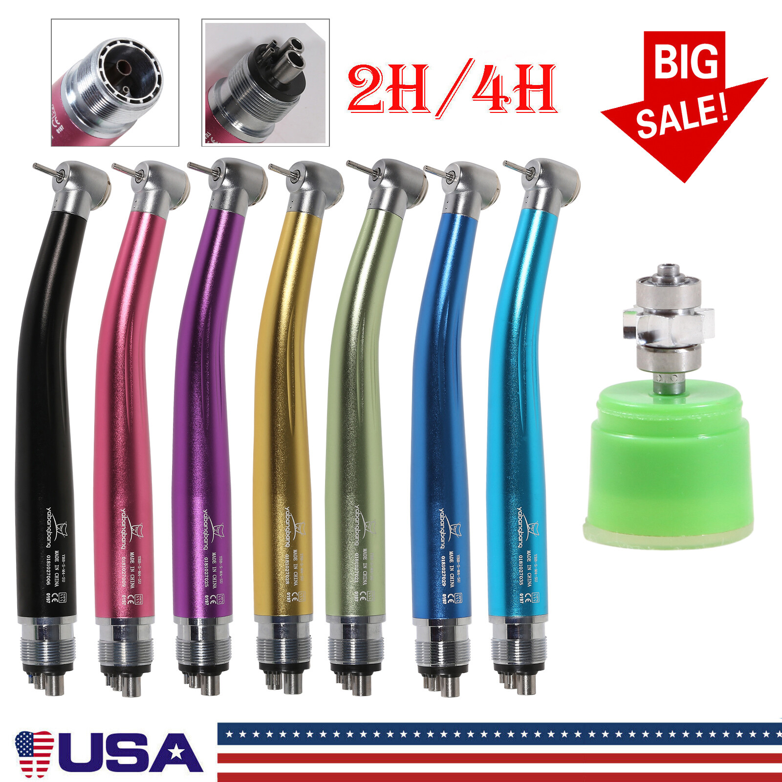 NSK Style Dental Color High Speed Handpiece Turbine Push Button 2Hole/4Hole po