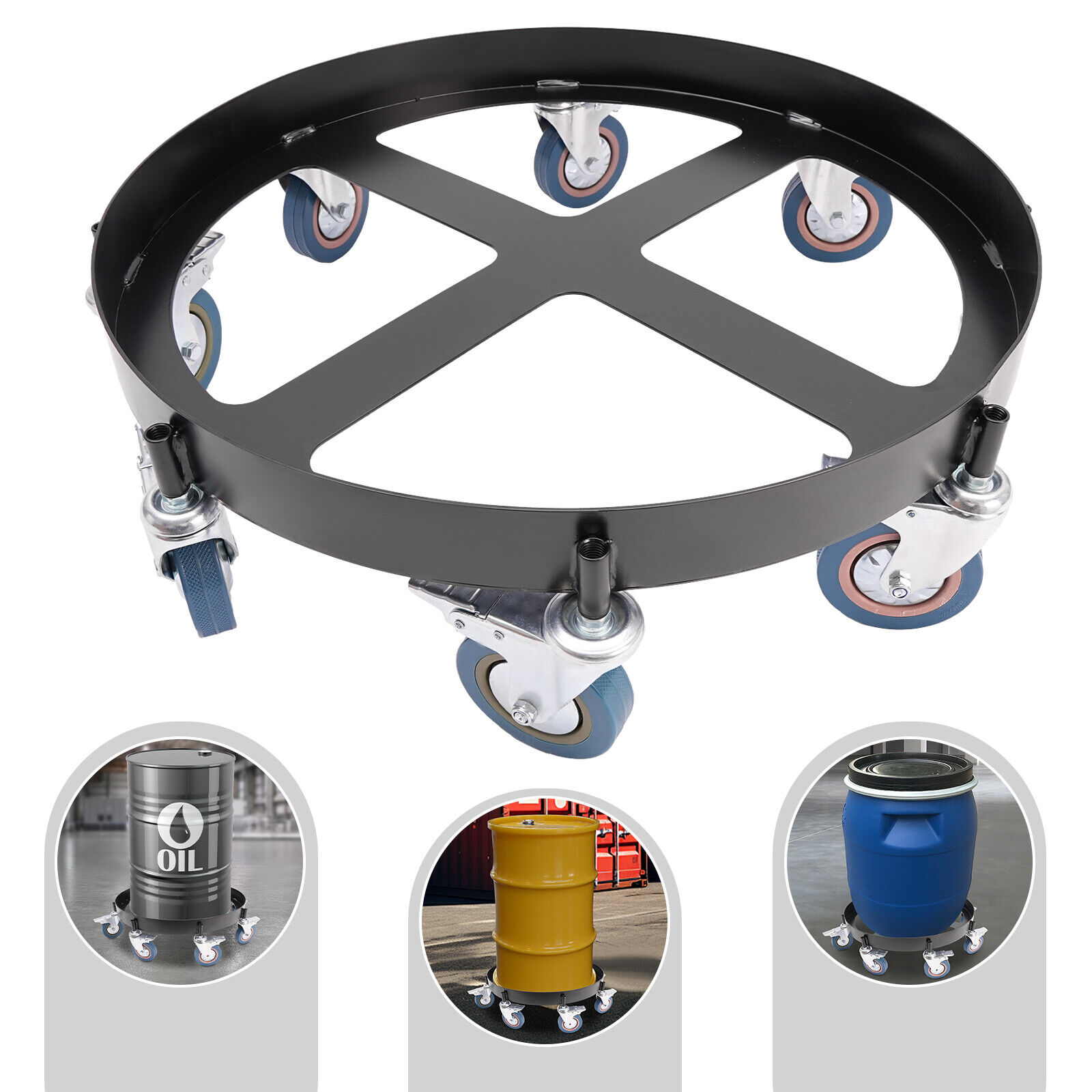 55 Gallon Drum Dolly Barrel Dolly Carts Drum Dolly With 8 Wheels Q235 Steel