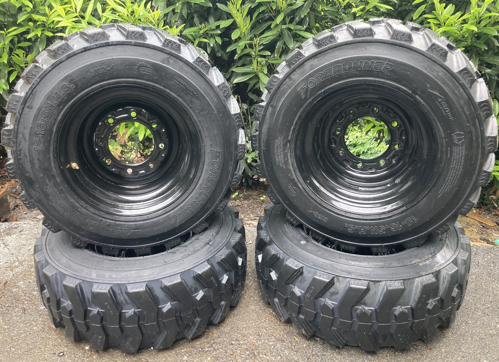 1 or 4-12-16.5 SKS-1 Skid Steer Tires on Black Rims for Bobcat & more-12X16.5