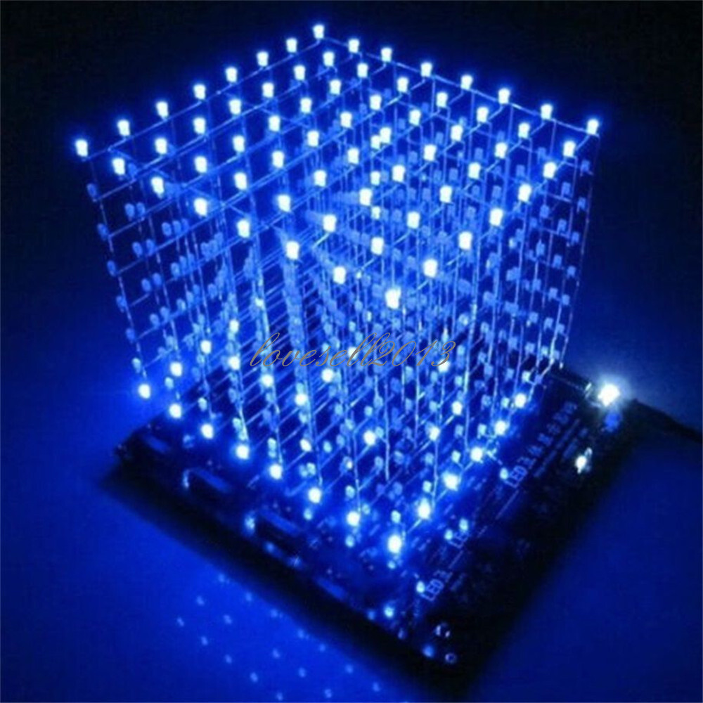 3D Light Squared DIY Kit 8x8x8 3mm LED Cube Blue Ray LED NEW