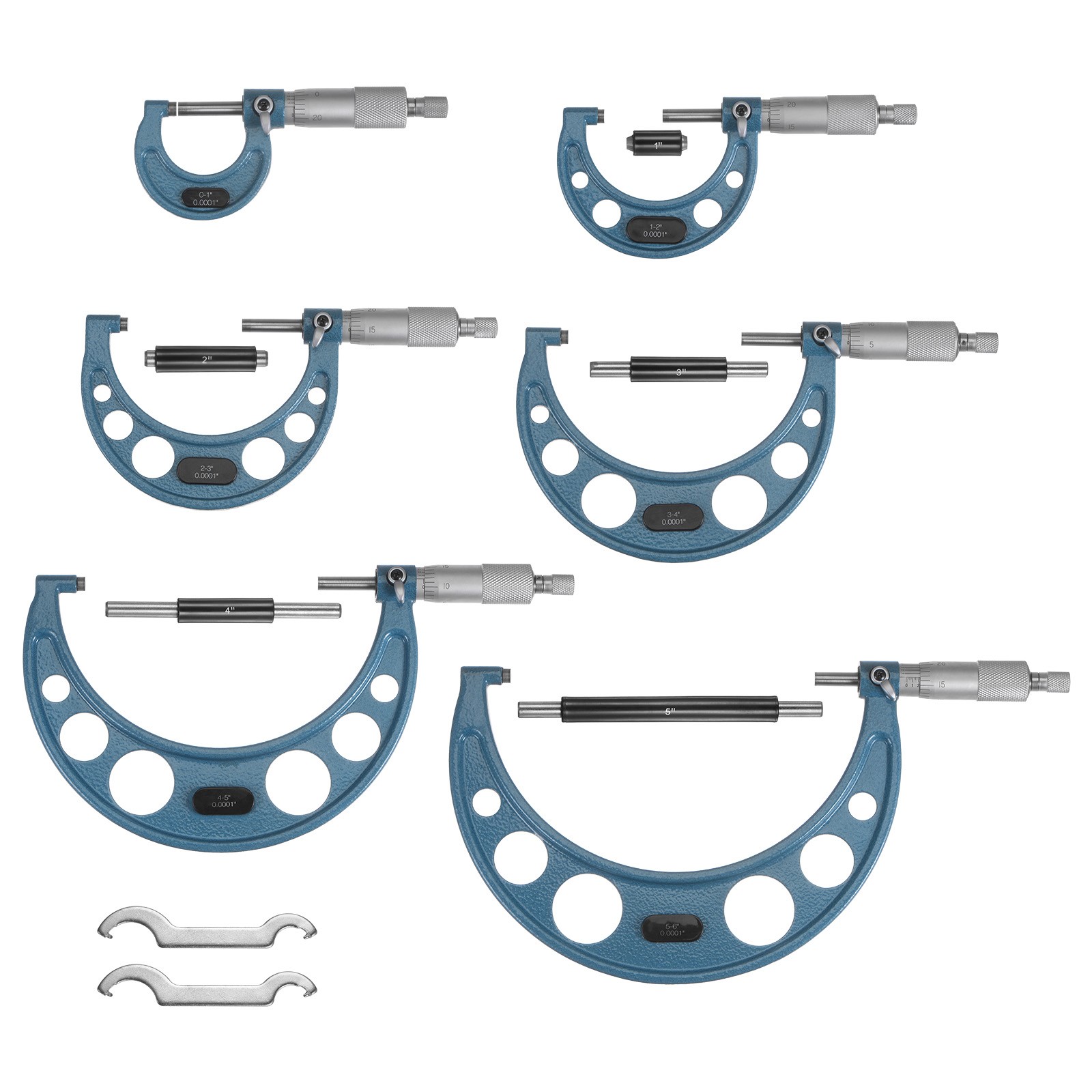 Outside Micrometer 0-1″ 1″-2″ 2″-3″ 3″-4″ 4″-5″ 5″-6″ 0.0001″ Graduation 6 in 1