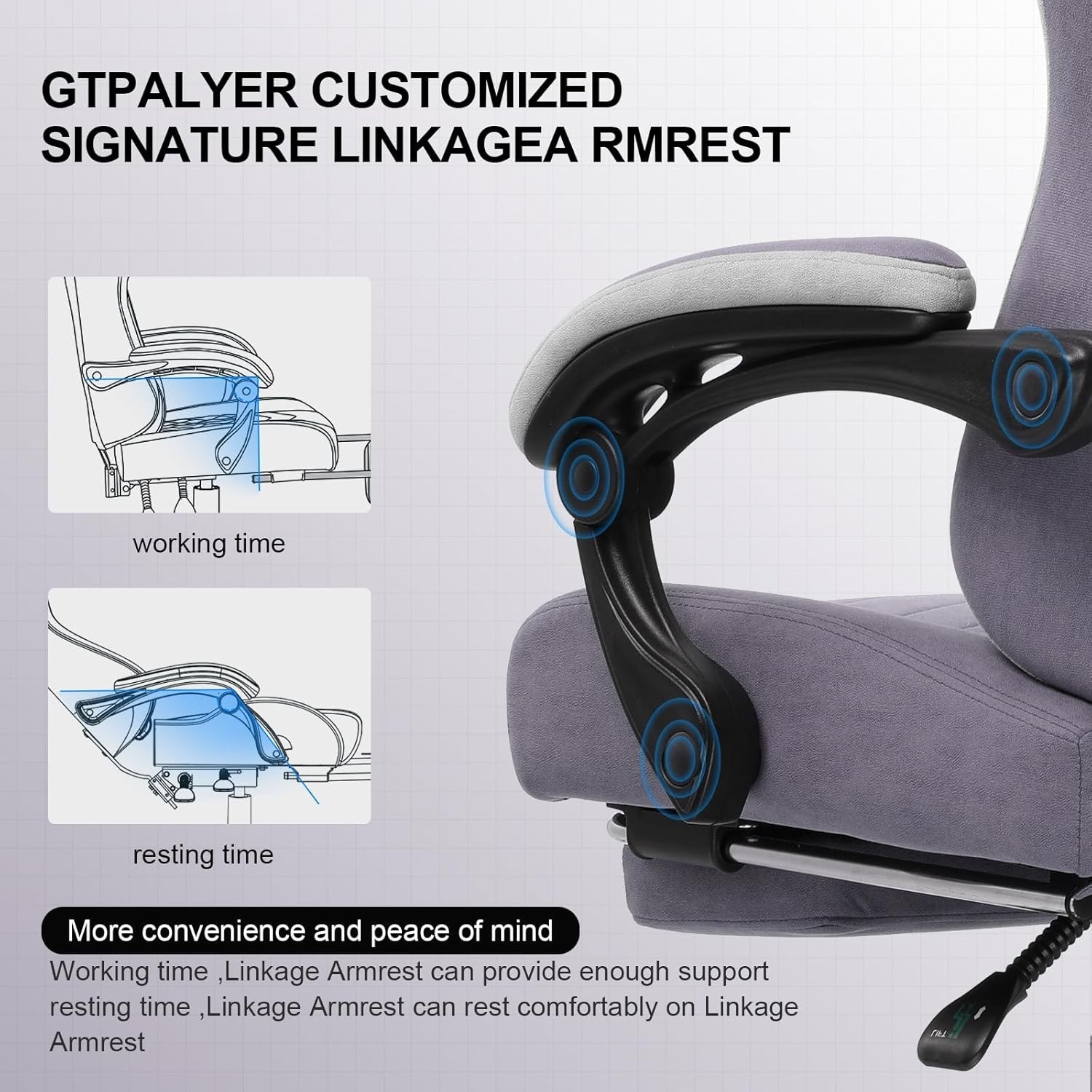 Gaming Chair, Computer Office Chair with Pocket Spring Cushion, Linkage Armre…