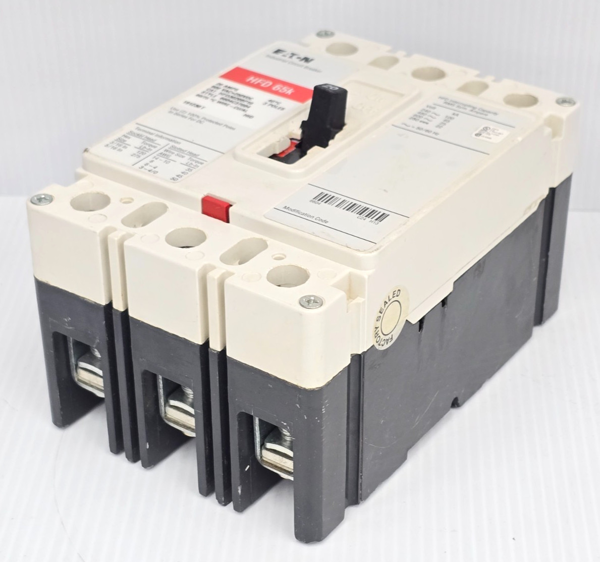 Eaton 20 Amp Industrial Circuit Breaker 600 VAC 3 Pole 100 kA HFD3020BP10