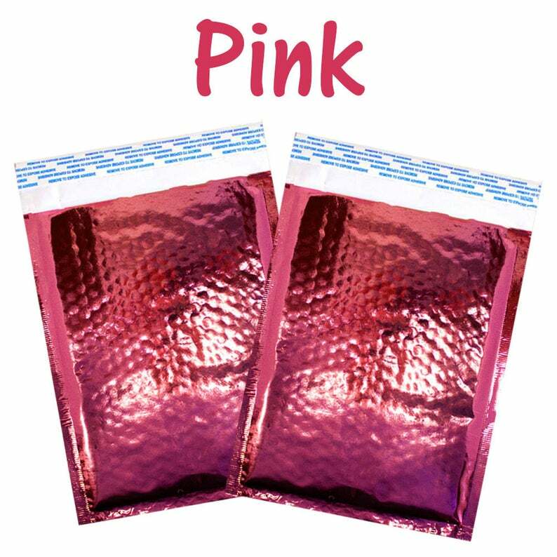 8.5×12″ Metallic Bubble Mailers Pink, Teal, Black, Holographic, 8×12 Envelopes