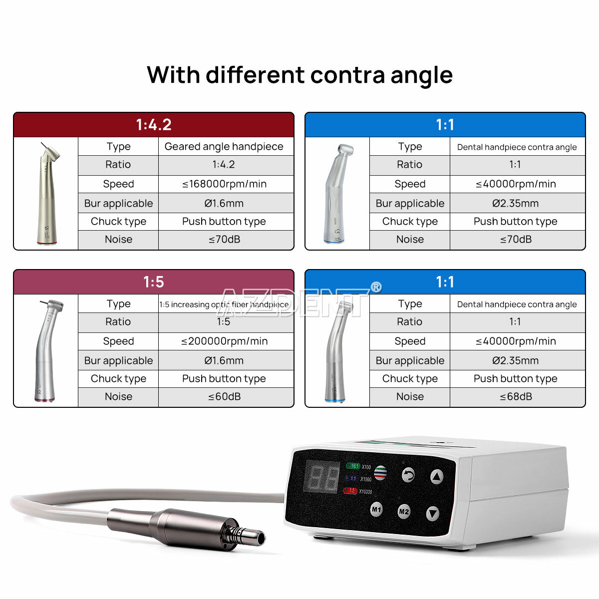 Dental LED Brushless Electric Micro Motor /1:5 Increasing Handpiece