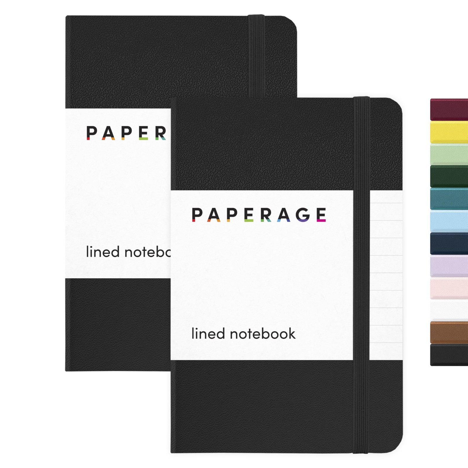 PAPERAGE Lined Pocket Journal Notebook, 2 Pack, (Black), 160 2 Black