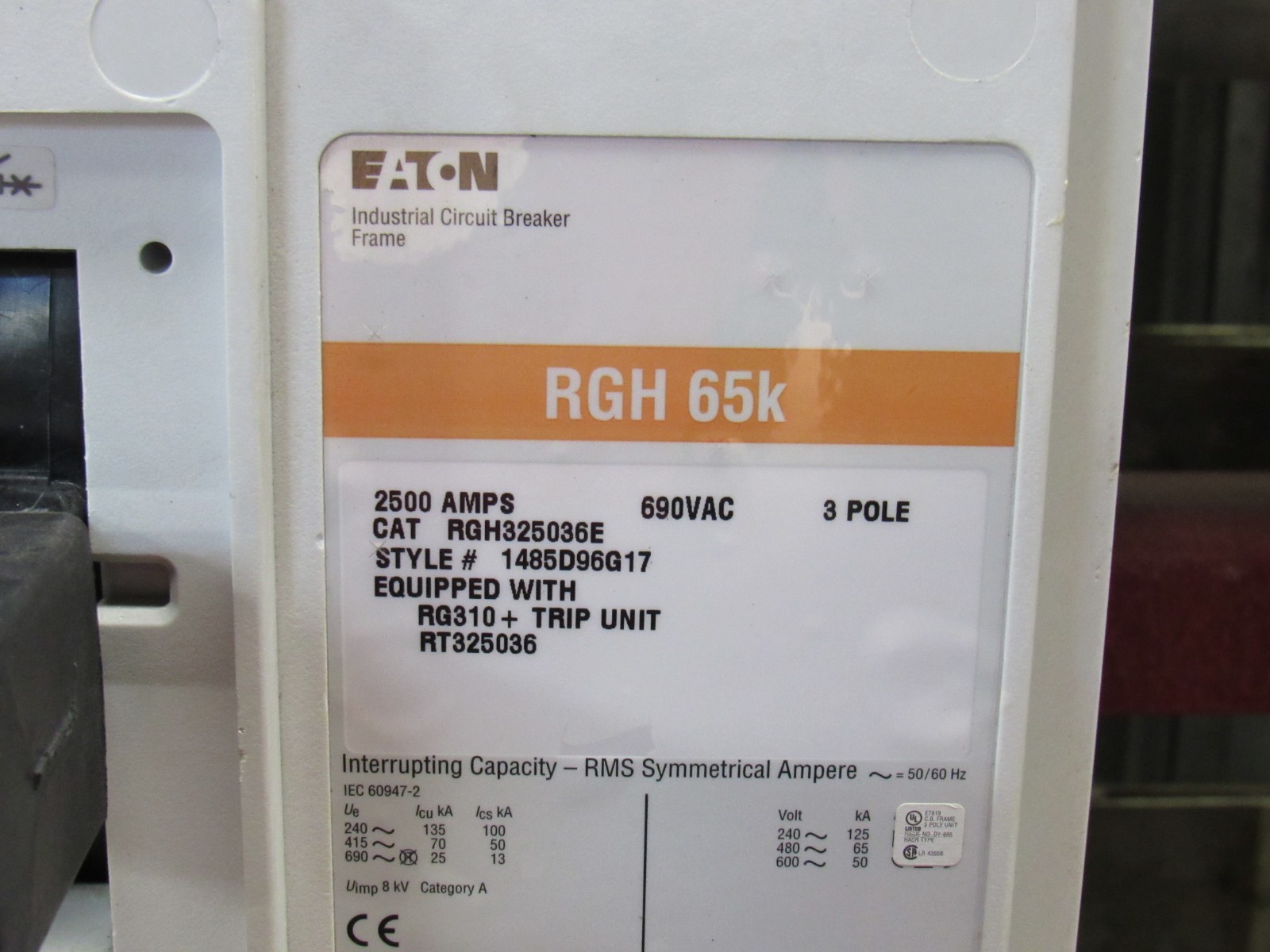 Eaton Pow-R-Line SCS0552159 Switch Gear Board 480/277V 3Ph W/ 2500 A Amp Main