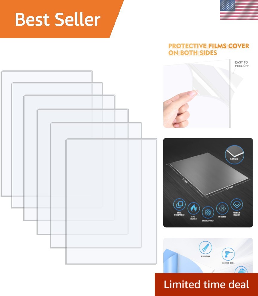 Acrylic Plexiglass Sheets 8.5×11″ – 6 Pack, 0.043″ Thick for Custom Projects