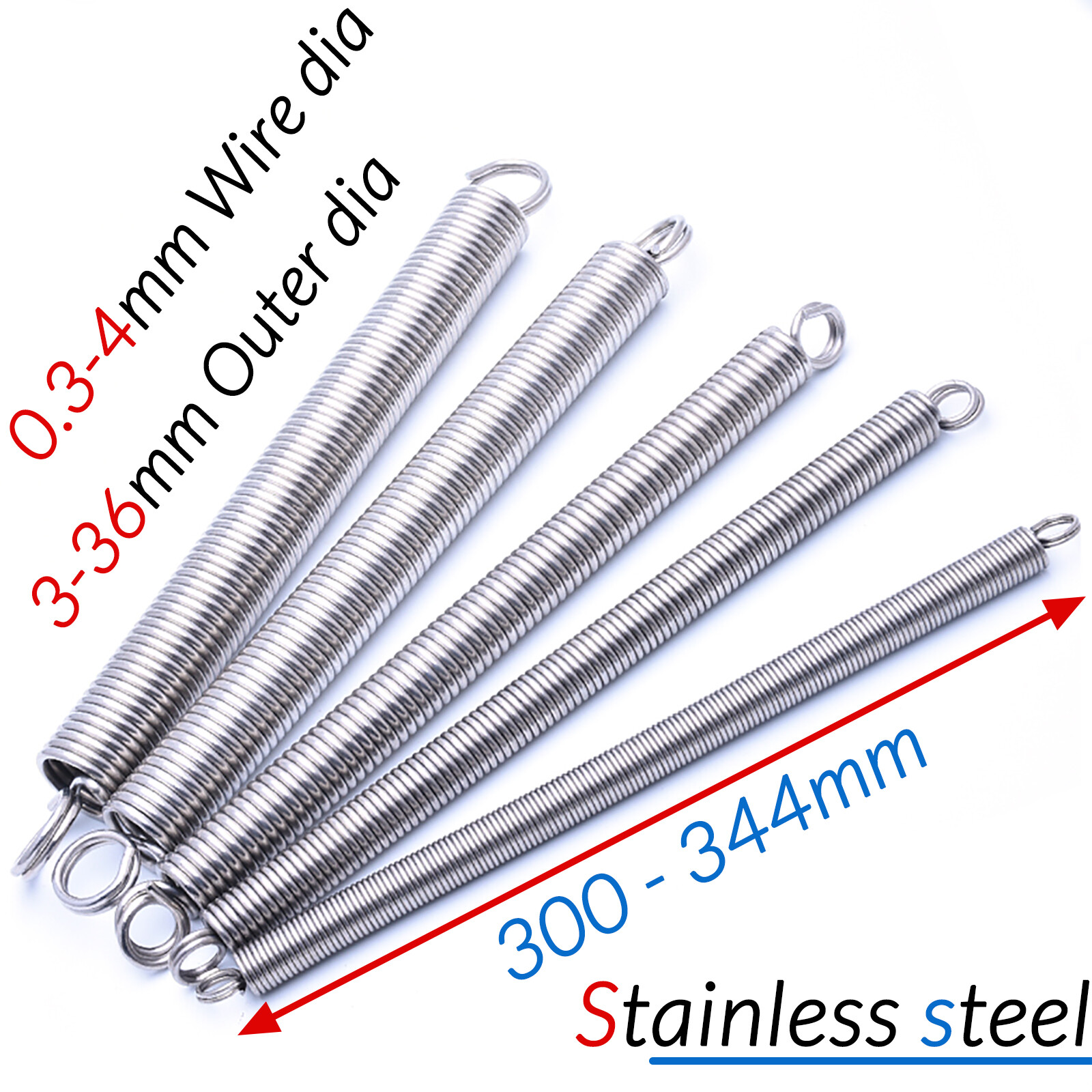 Expansion Spring 300mm long Tension Extension Expanding Extending Springs