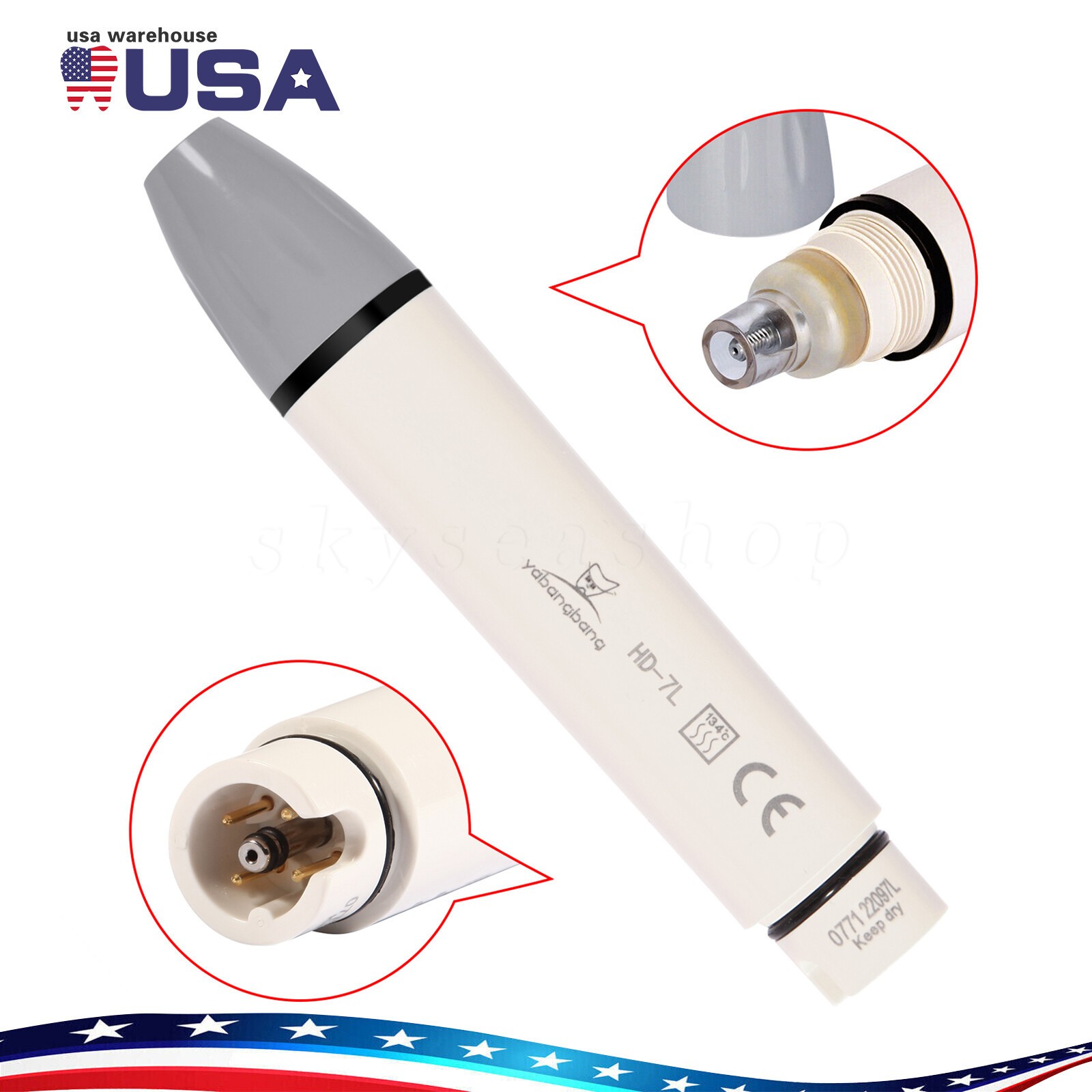 LED Fiber Optic Piezo Ultrasonic Scaler Handpiece Fit SATELEC DTE Tips HD-7L