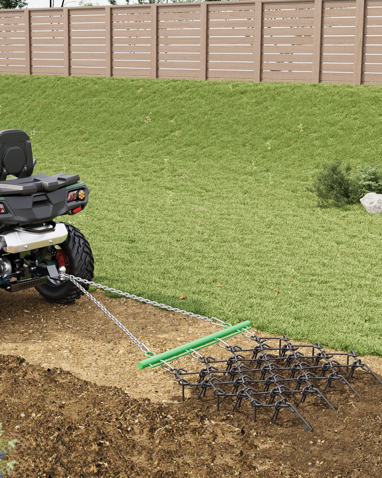 ATV UTV Tractor Drag Harrow 4×4 FT, 3/8″ & 1/2″ Teeth,Tow-Behind Grading ,Soil