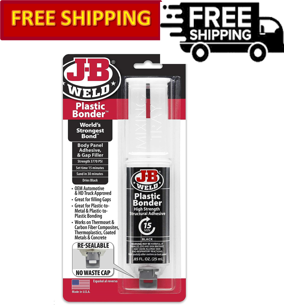 J-B Weld 50139 Plastic Bonder Body Panel Adhesive and Gap Filler – Black – 25 ml