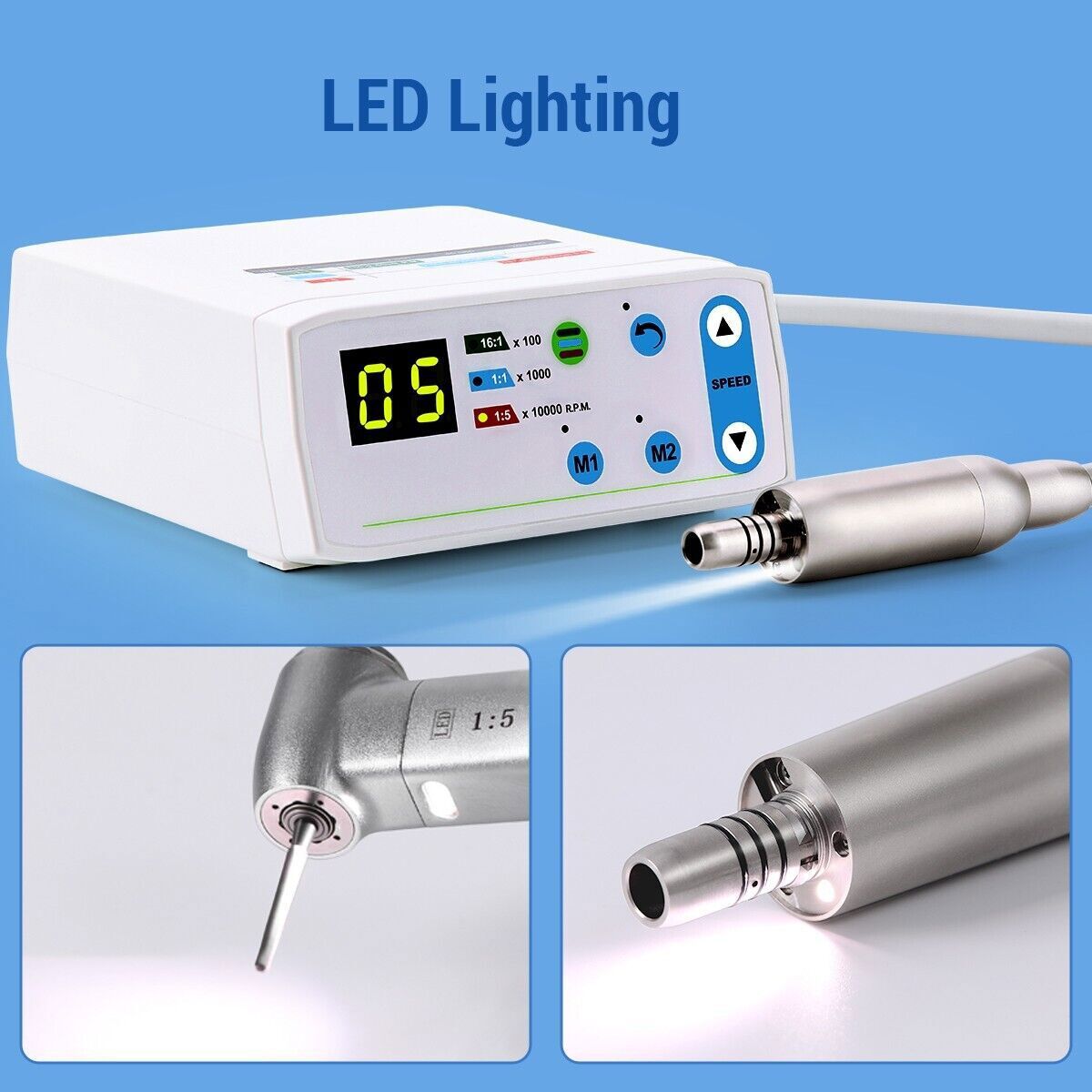 AZDENT Dental LED Brushless Electric Micro Motor 4 Holes LED Micro Motor