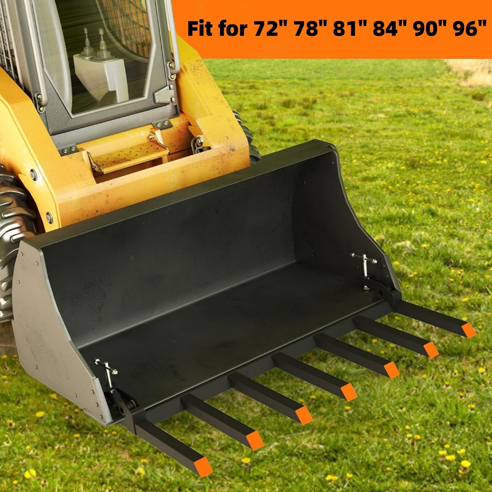 68″ Fork Length Clamp-On Debris Forks Fit 68/70/72″ Loader Buckets Skid Steers