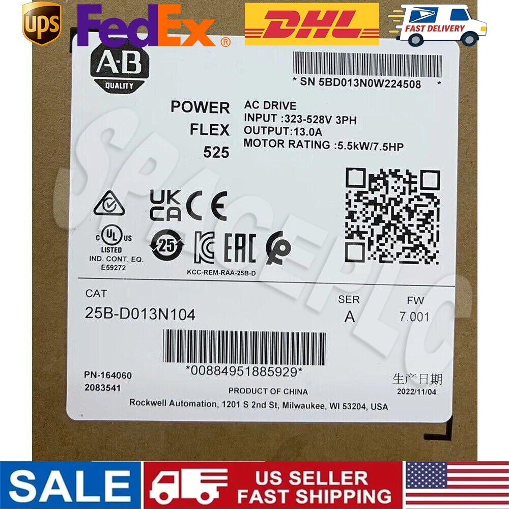 2022 Allen-Bradley PowerFlex 525 AB 25B-D013N104 AC Drive US Free Tax