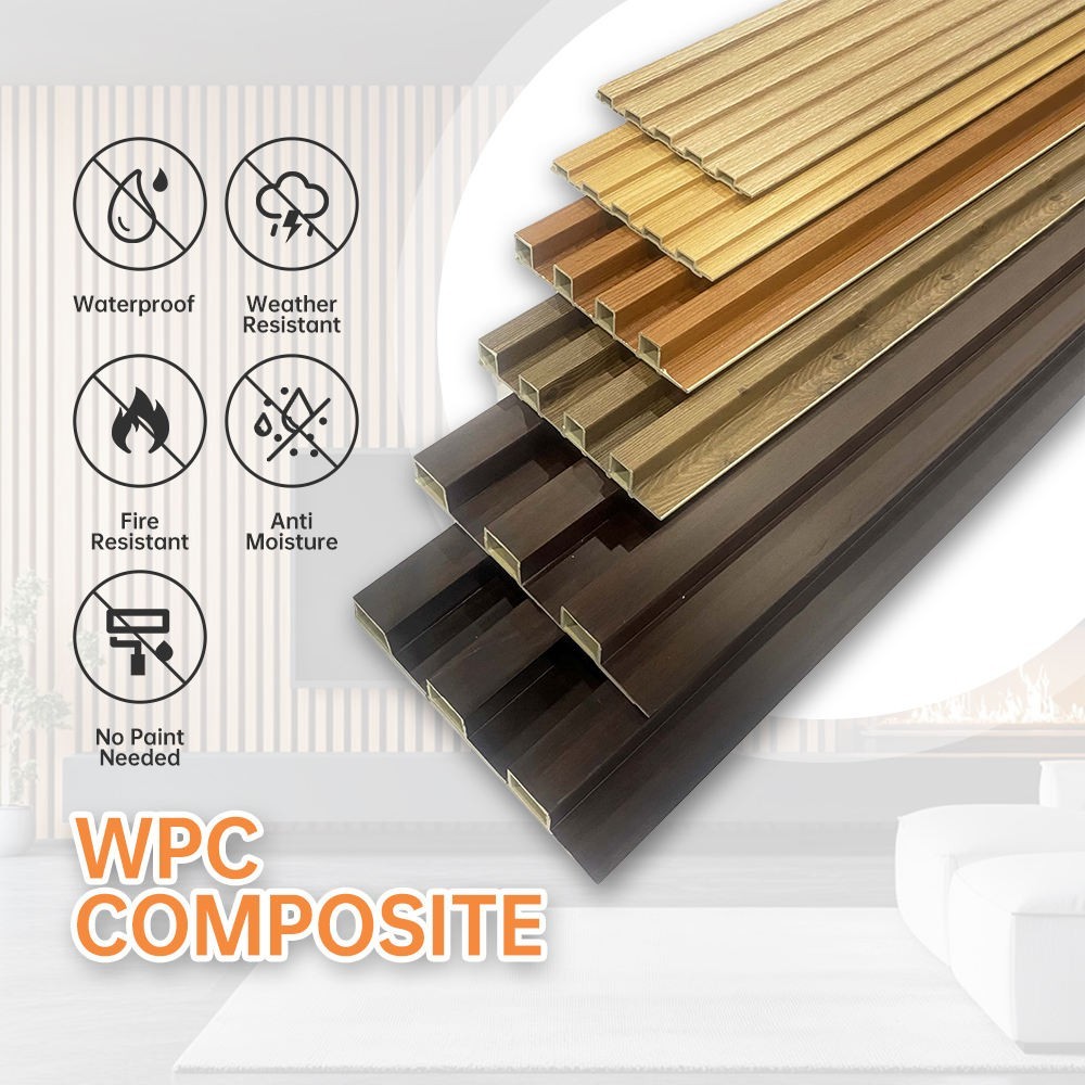 Hot Selling Wpc Wood Interior Decoration Fluted Wall Panels Decorative Slat Wall