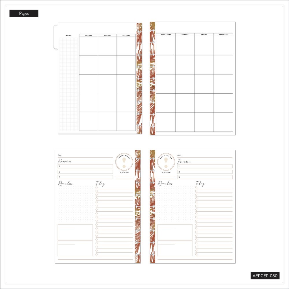 Happy Planner Classic Undated “Dried Florals” Daily Extension Pack, 3 Months