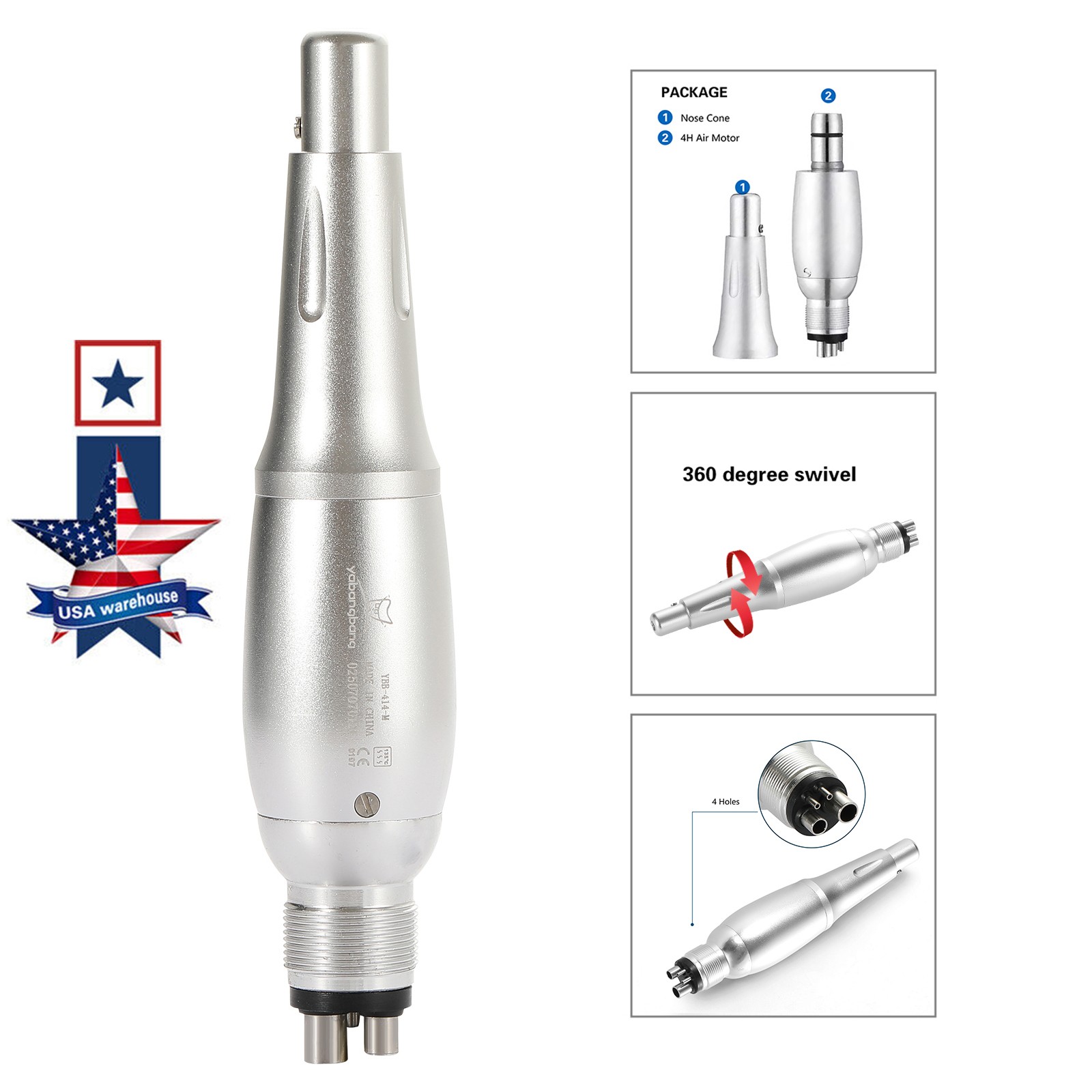 Dental 360° Swivel Hygiene Prophy Handpiece Air Motor 4:1 Cone 4 Holes 4000 rpm