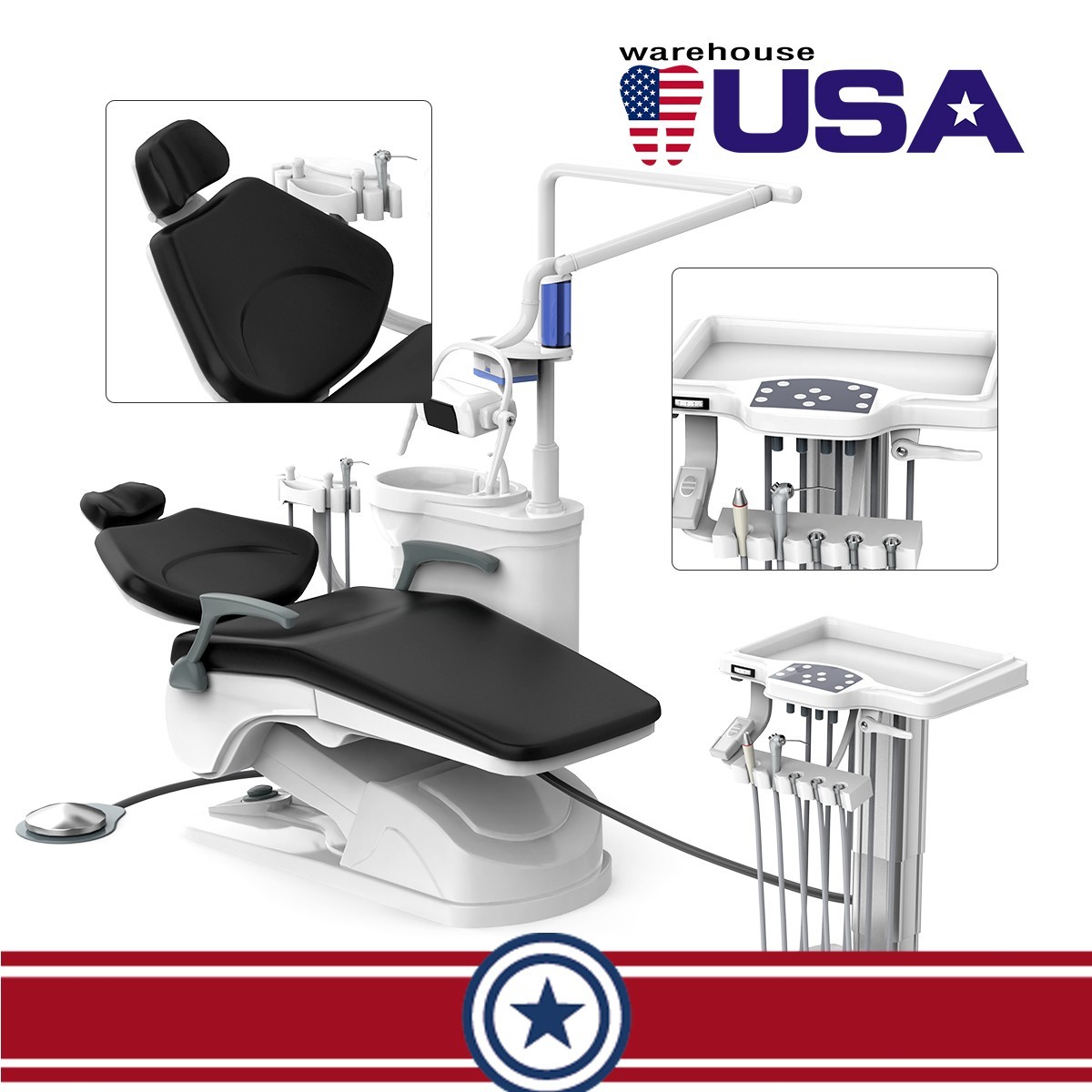 Dental Unit Chair DC Motor PU Leather Computer Controlled Dentist Stool CE FDA