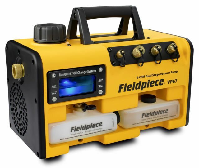 Fieldpiece VP67 Vacuum Pump – 6 CFM, 1/2 HP DC Motor, RunQuick Oil Change System