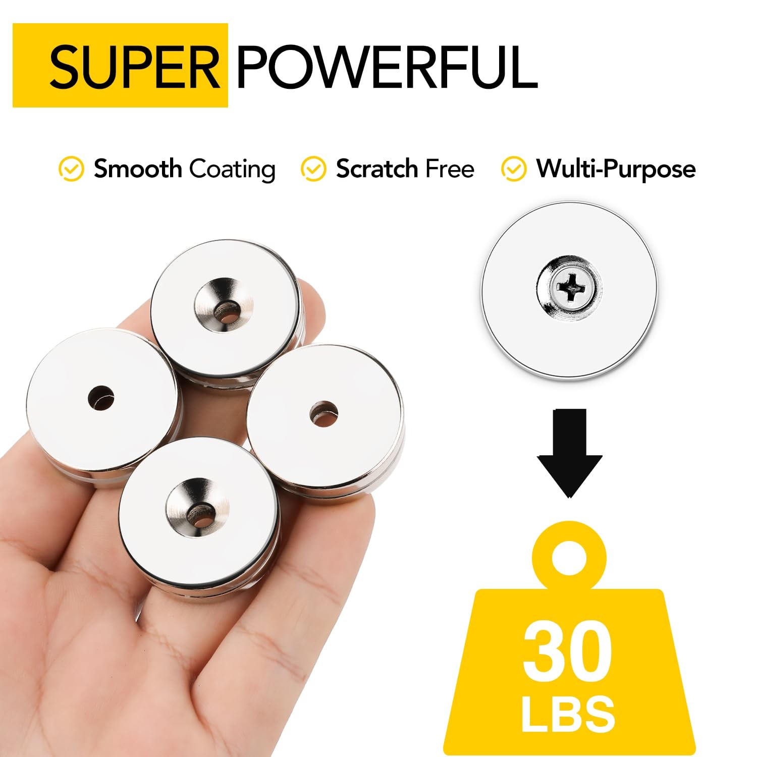 Neodymium Magnets with Hole,30LB Pulling Force Strong Permanent Rare Earth Co…