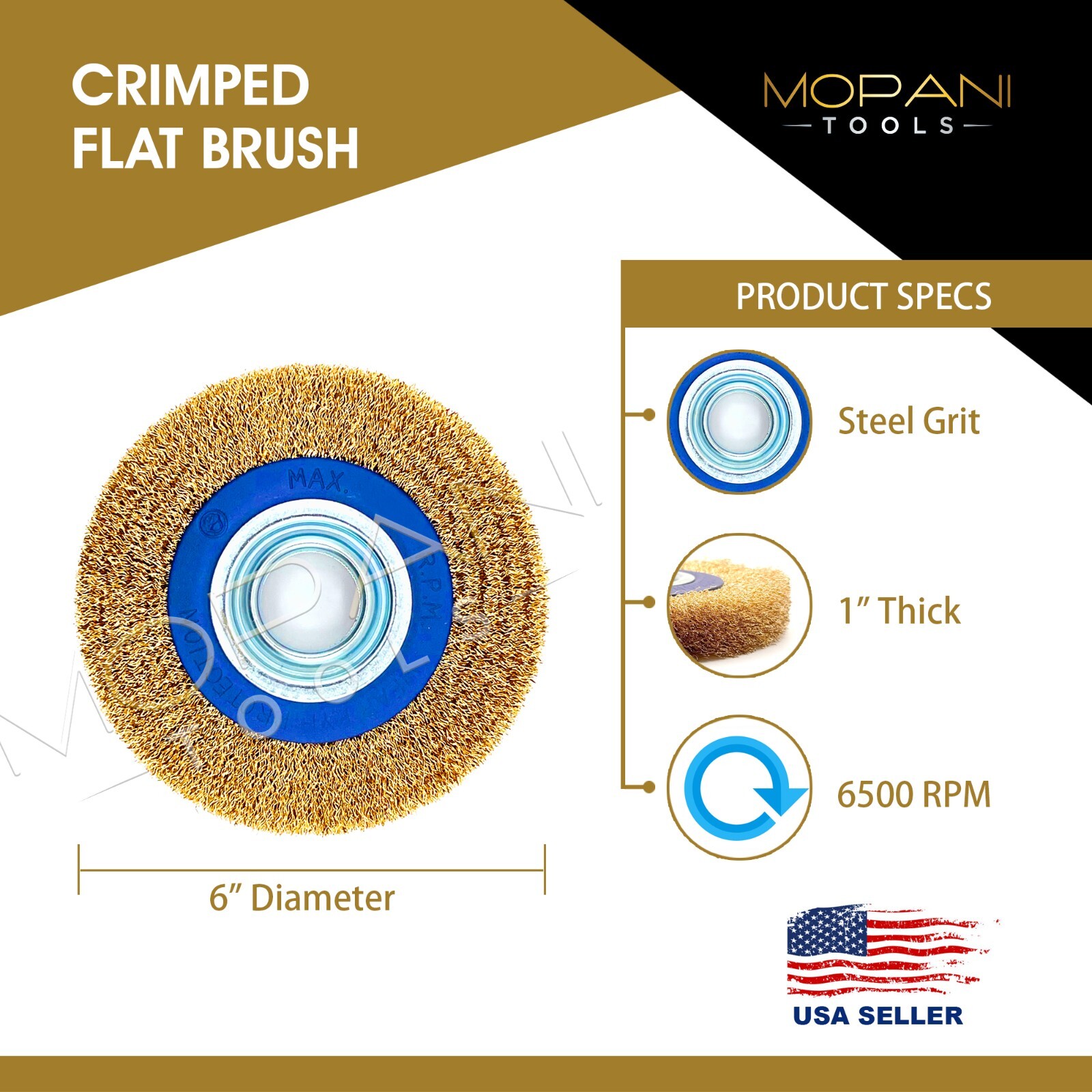 2Pcs 6″ INCH ROUND BRASS WIRE BRUSH WHEEL FOR BENCH GRINDER | RUST/PAINT REMOVAL