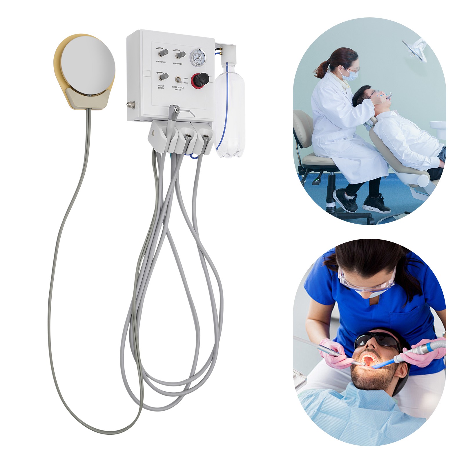 4 Holes Dental Portable Delivery Turbine Unit 3-way Syringe Wall Mounted Turbine