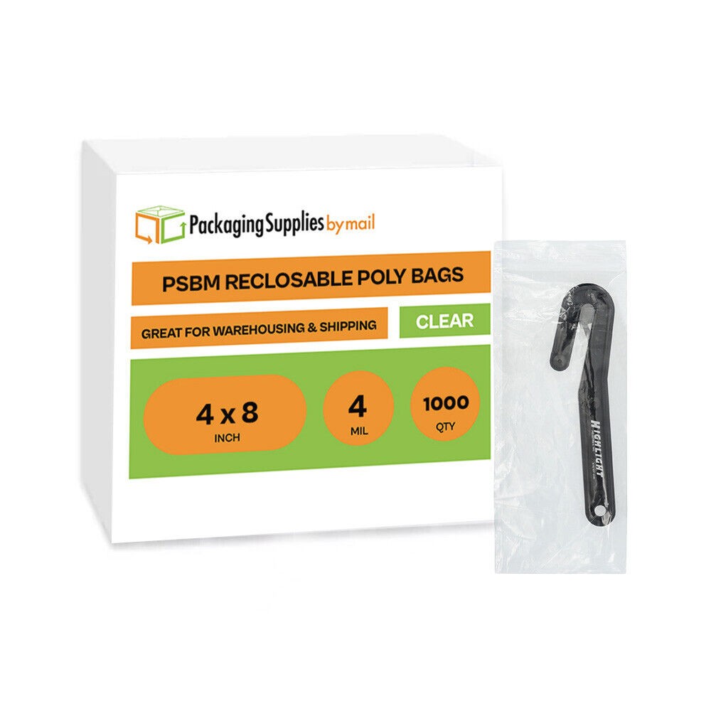 4×8 Bags Clear 4mil 1000 Reclosable Poly Bag 4″ x 8″ 4 Mil Baggies Squeeze Top
