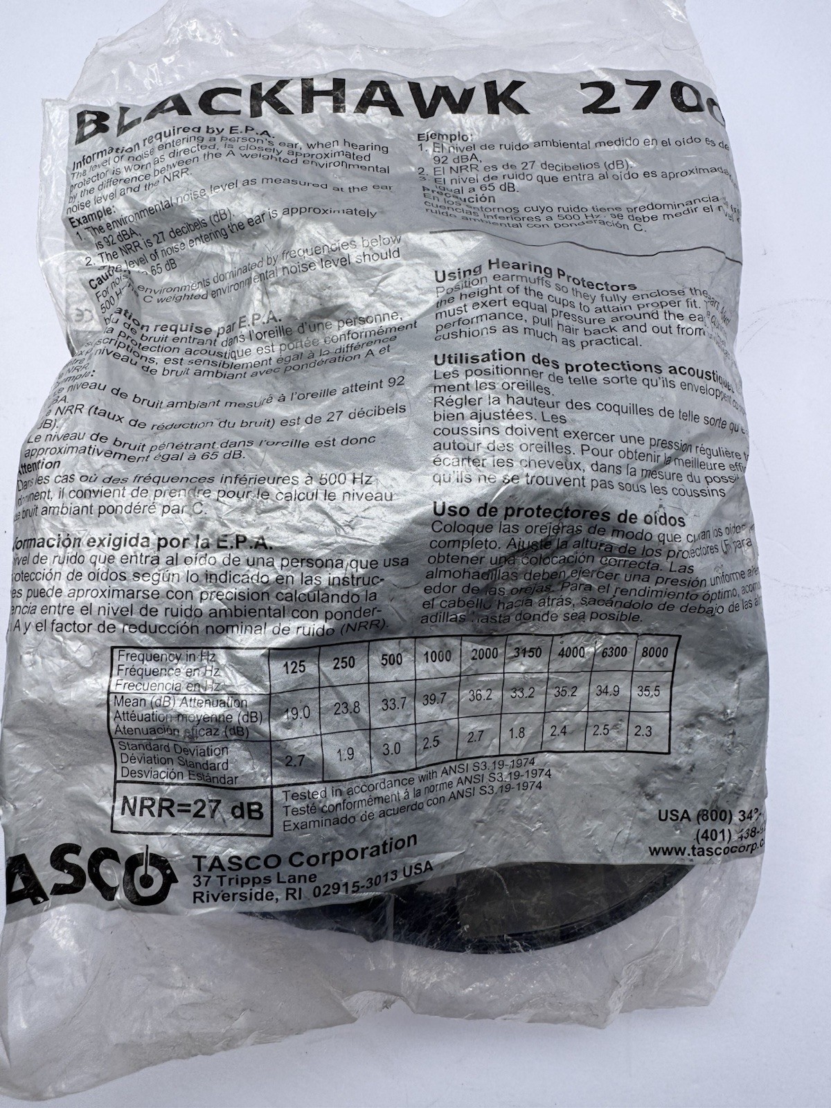 Tasco 100-02700 Black Hawk Multi-Position Ear Muffs, 26 Db, 27 Db Nrr,