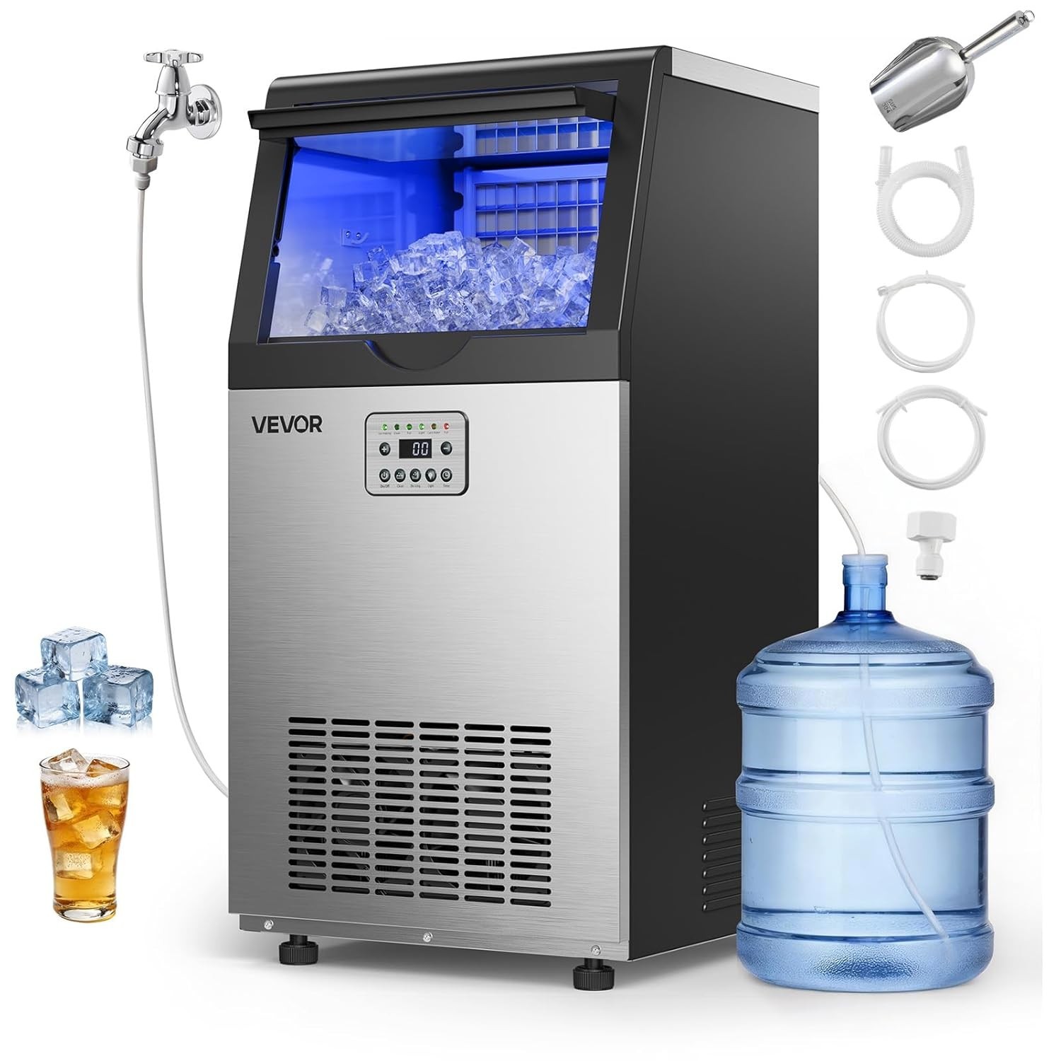 Efficient Ice Production: 120 lbs Per Day Ice Maker with 30 lbs Storage Capacity