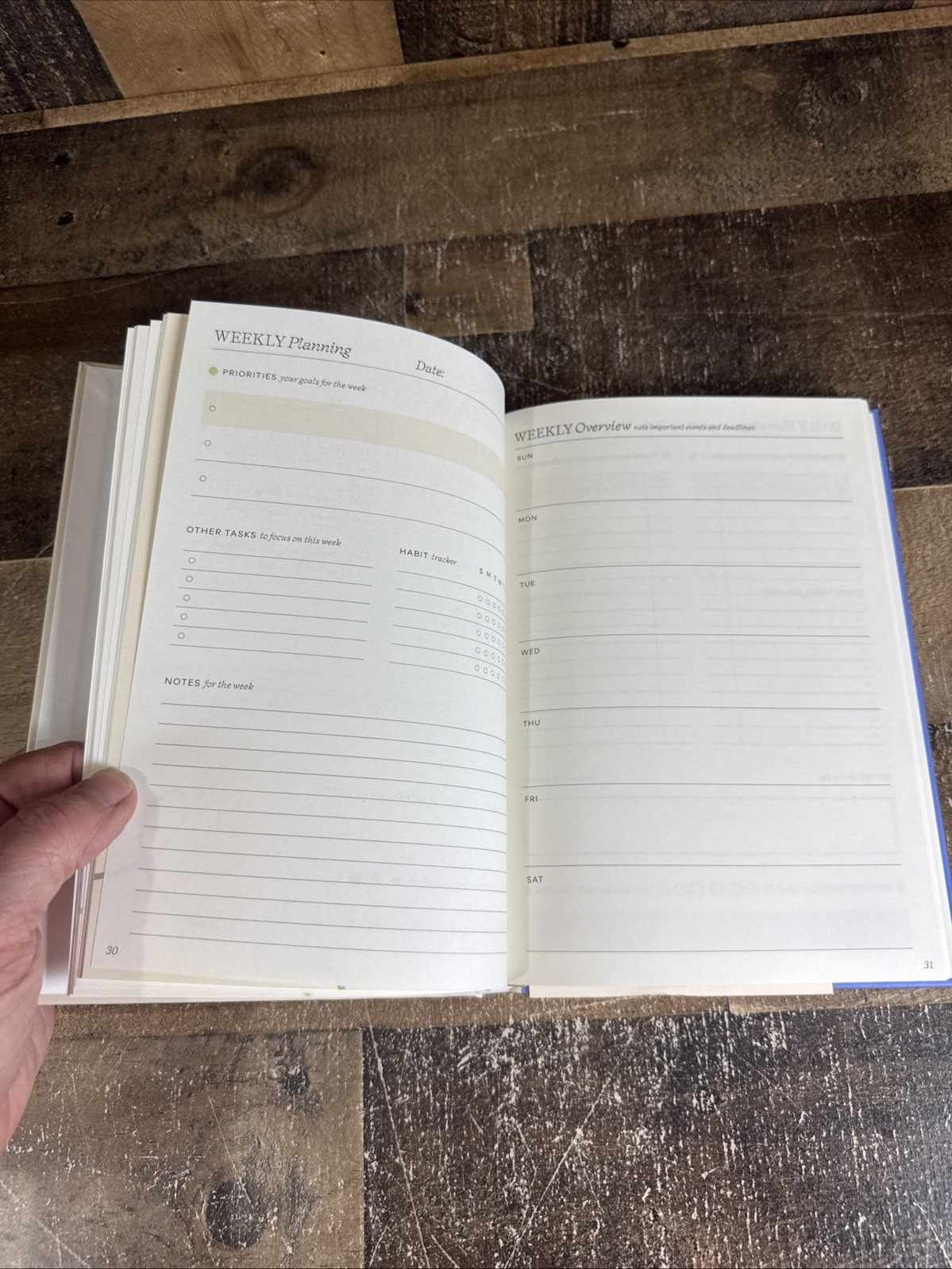 BRAND NEW PAPIER Blue & Cream Start Fresh Everyday 16 Week Productivity Planner