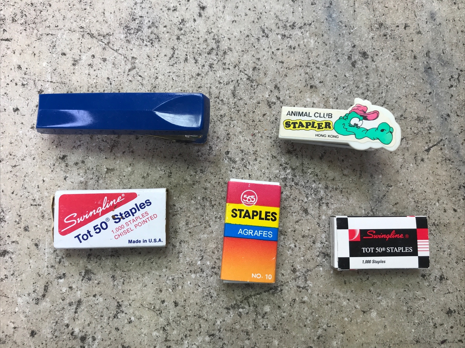 Vintage Swingline? Tot Animal Club Made In Hong Kong & Blue Mini Stapler Staples