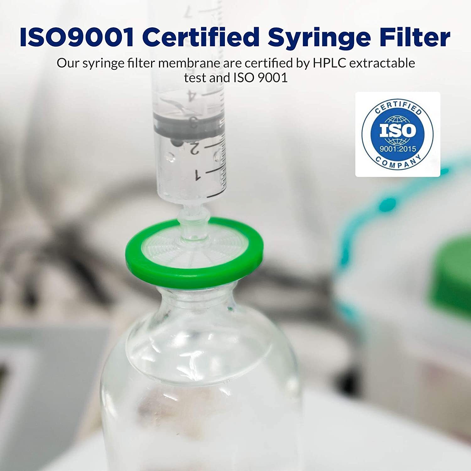 50Pcs PES Membrane Syringe Filter Sterile Lab Hydrophilic 33mm 0.22µm Individual