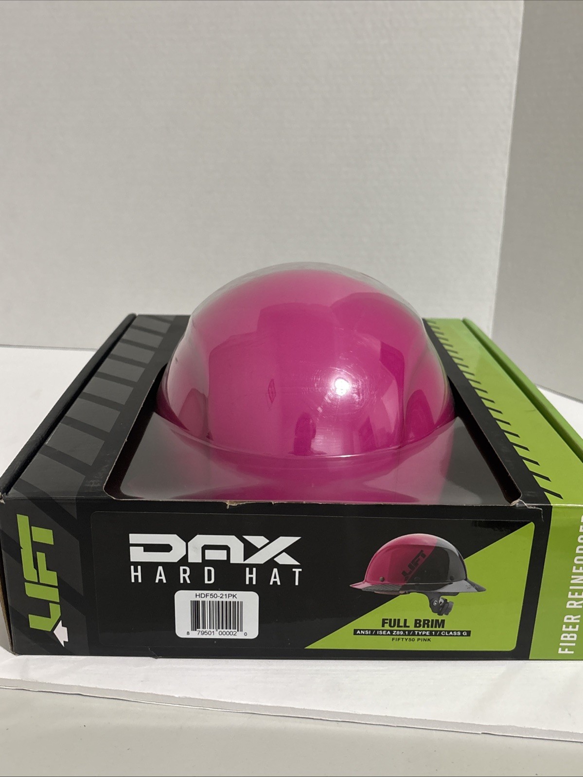 New LIFT Safety HDF50-21PK DAX Fifty 50 Fiber Full Brim Hard Hat – Ratchet Pink